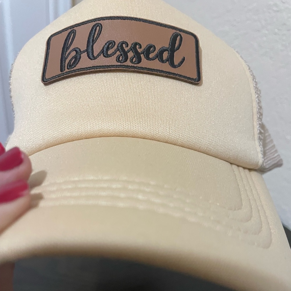 New “blessed” Cream Nude Trucker SnapBack Cap